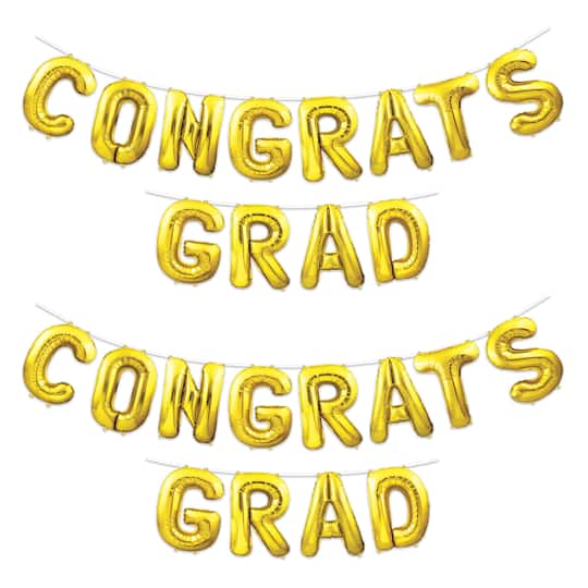 Beistle 12ft. Gold Congrats Grad Balloon Streamers, 2ct.